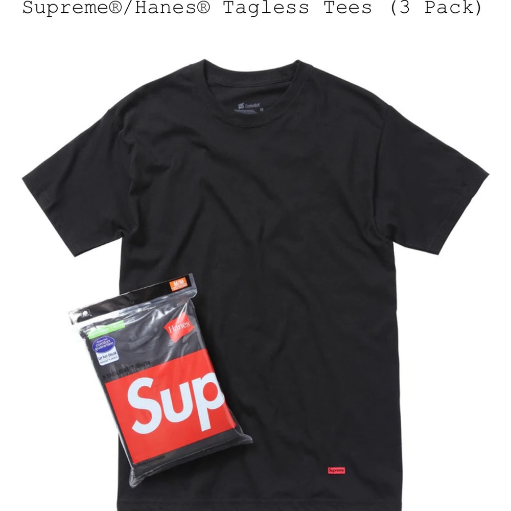 Supreme Black Tagless Tee Pack